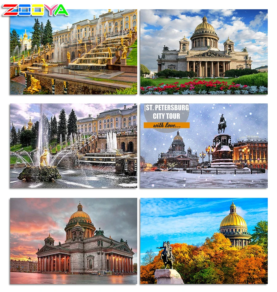 5D алмазная картина со Святым-Петербург Стразы Вышивка крестиком квадратная