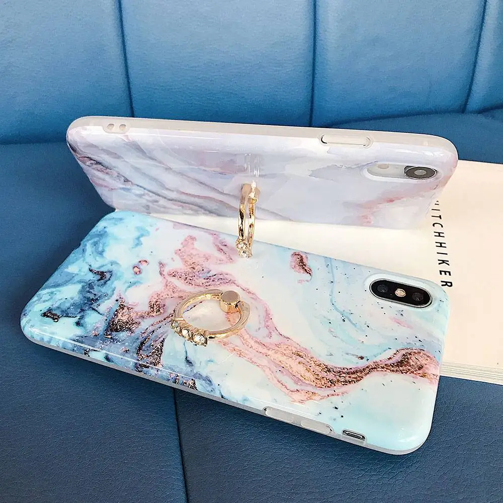 KISSCASE кольцо на палец мраморный чехол для телефона iPhone XS Max XR X 8 7 6 6S Plus роскошный с