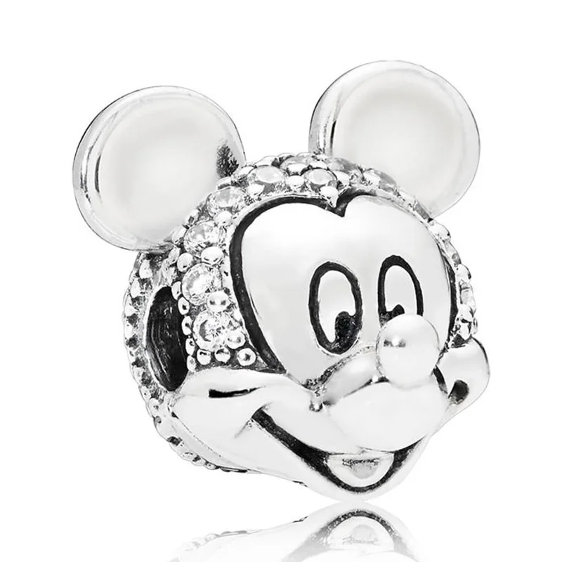 Pave Minnie & Mickey мерцающий портрет Роза образование льда клип Шарм Fit Pandora браслет
