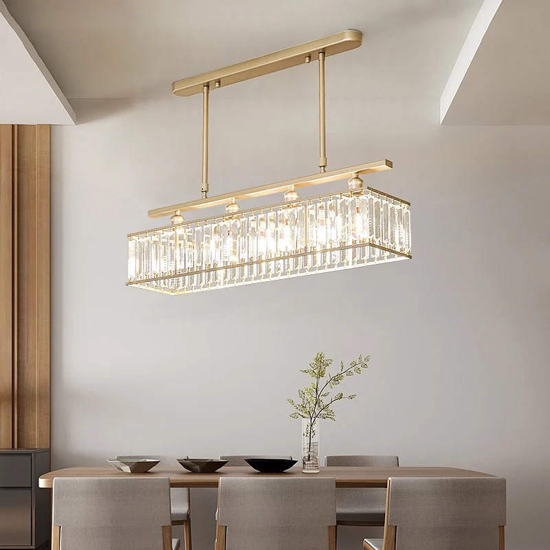 

Modern Simple Crystal Pendant Light Dining Room Light Europe Creative Bar Lamp Nordic Rectangular Black Crystal Lamps