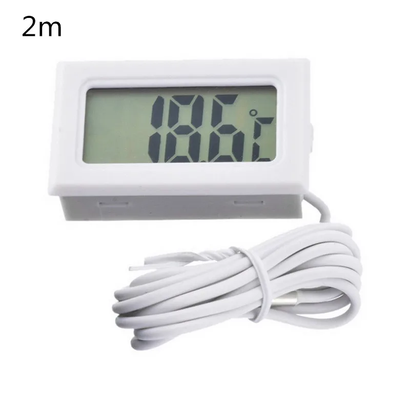 white wired 2M DIDIHOU Temperature Gauge Digital LCD Thermometer with Probe Aquarium Thermometer - Цвет: white wired 2M