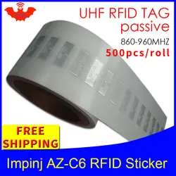 Rfid-теги UHF стикер Impinj monsar6 AZ-C6 EPC 6C влажная инкрустация 915m868m860-960MHZ 500 шт Бесплатная доставка клей пассивный RFID этикетка