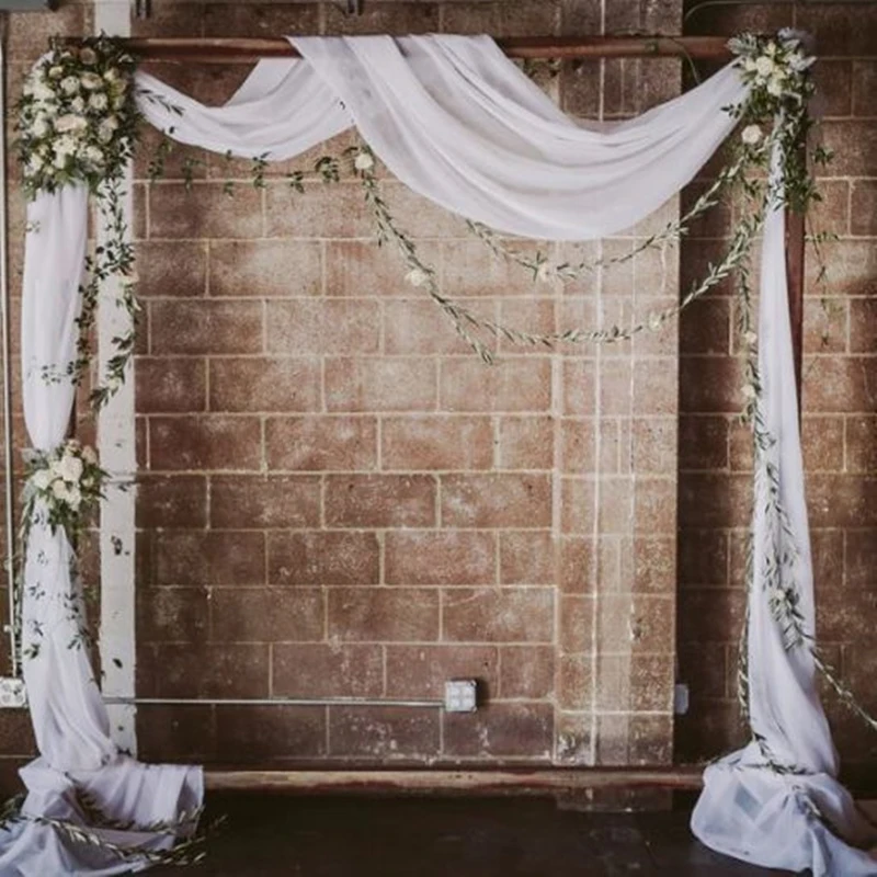 

2019 Romantic 55*235 inch White Pink Burgundy Chiffon Fabric Vintage Clothing Fabric For Wedding Dress Customize 50 Colors