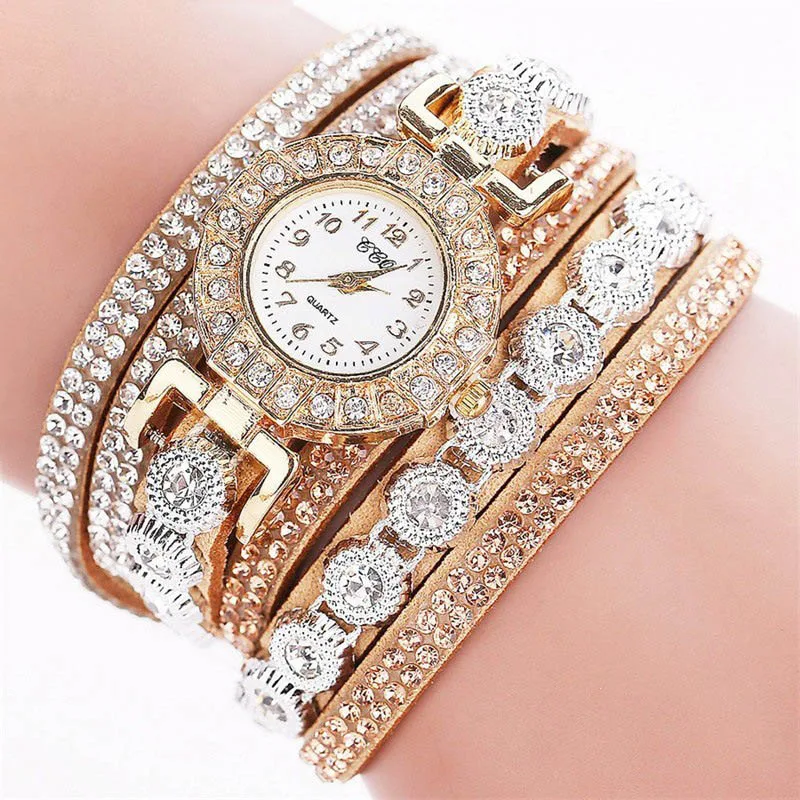 

WJ-6695 New Fashion Ladies Watches 3 Circles Wrap Bracelet Wrist Watch Women Fancy Hand Watch for Girls Reloj femenino