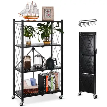 

Heavy Type Storage Rack Shelf Foldable Shelving Unit 4 Tier Layer Organizer for Warehouse Garage Kitchen Living Room Bathroom