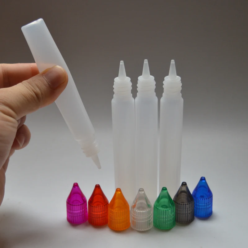 

10Pcs/Lot Pen Shape Bottle 15ml E Liquid Bottle with Colorful Caps and Long Dropper Plastic Empty Pen Style Bottle Free Shipping