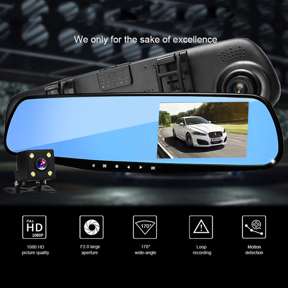 4 3 дюймов Автомобильный видеорегистратор вождения Регистраторы Двойной