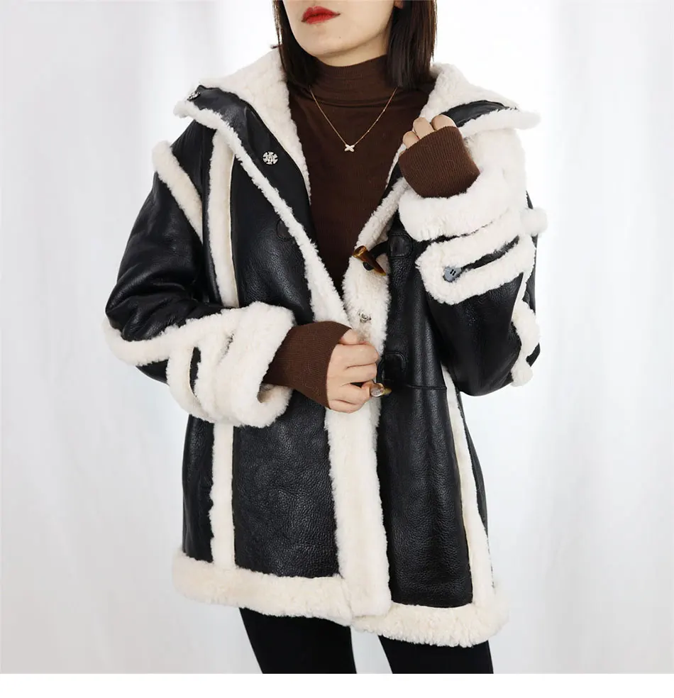 white bubble coat Real Sheepskin Fur Woman Winter Jacket Genuine Double Faced Fur Warm Coat Fashion Real Lamb Fur Duffle Coat Shearling Thick Jack long black puffer coat