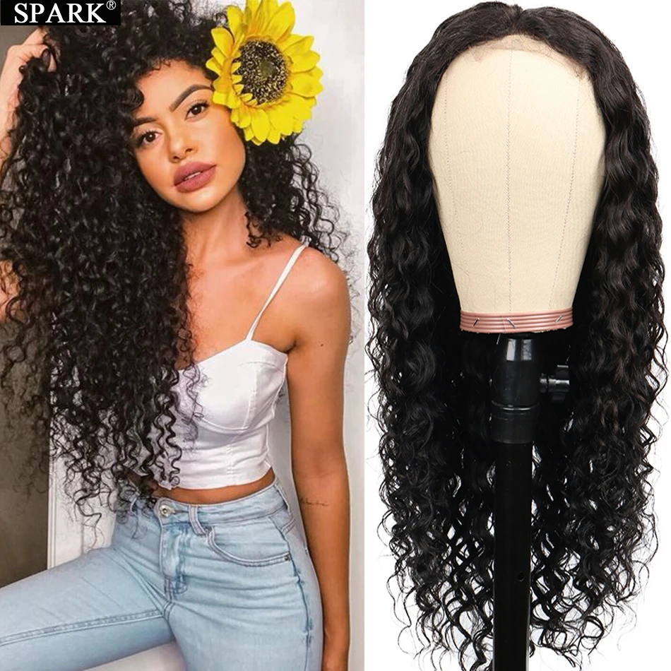 Spark 28 30 Inches 250% Density 4x4 Lace Closure Wigs Human Hair Made By 3 Bundles With 1 Closure Peruvian Water Wave Wig Remy