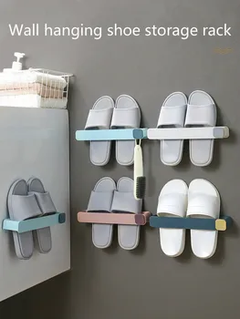 

Toilet perforation-free simple shoe rack bathroom slipper rack wall hanging shelf toilet shoe storage hook artifact