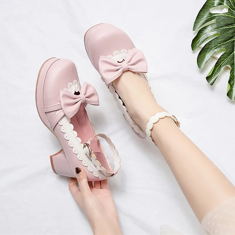 Розовые дизайнерские туфли-лодочки в стиле &quotЛолита&quot на платформе и высоком