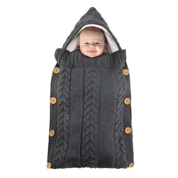 

Winter Autumn Newborn Baby Warm Sleeping Bag Baby Swaddle Boy Girl Infant Button Wool Knit Thick Quilt Toddler Blanket