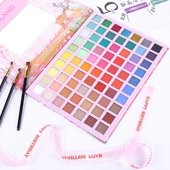 

70 Colors Eyeshadow Palette New Color Board Neon Yellow Eye Pigment Matte Glitter Long Lasting Cosmetic makeup brush Set