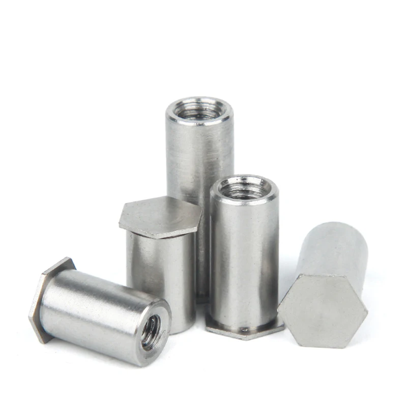100 шт./лот M2/M2.5/M3/M4/M5 PEM Шестигранная головка заклепочная Колонка для отверстий под