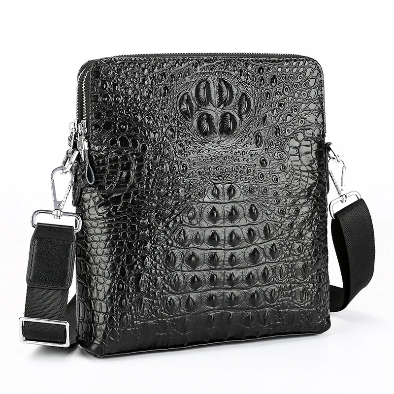 

crocodile pattern single shoulder bag, vertical leather large capacity briefcase, business and leisure inclined bag