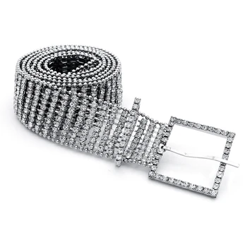 

AUAU-Fashion Personality Full Diamond Waist Chain Women's Square Buckle Rhinestone Belt