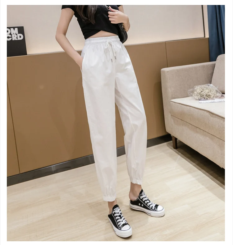 Jielur Trousers Women Solid Color Elastic Waist Candy Color Autumn Pants New Chic Sweatpants Pantalon Femme Roupas Slim Pants