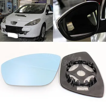 

For Peugeot 307 SW 2.0 2005-2020 Car Side View Door 2Pcs Wide-angle Rearview Mirror Blue Glass With Base Heated LED Light