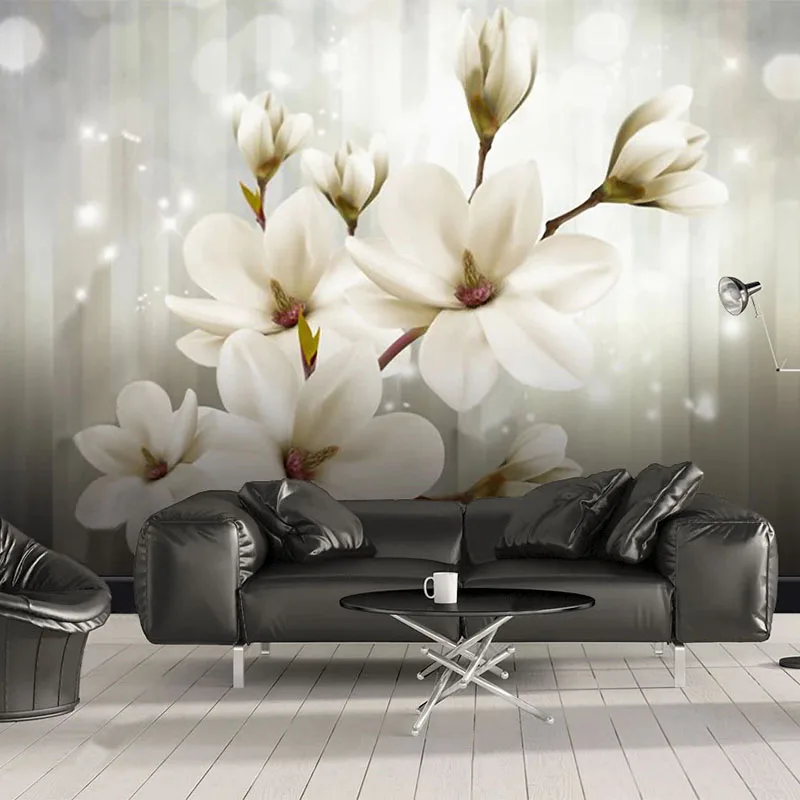 Custom Mural Wallpaper 3D Magnolia Flowers Living Room TV Sofa Bedroom Home Decor Wall Painting Papel De Parede Home Décor Art