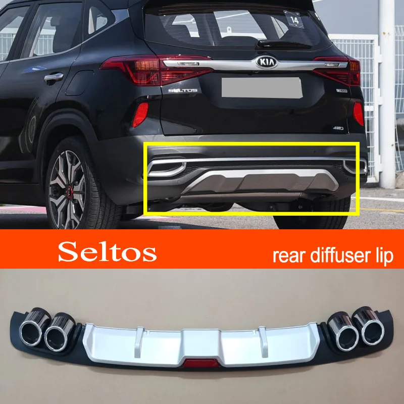 SeltosABSPlasticSilverBlackCarRearBumperRearDiffuserSpoiler