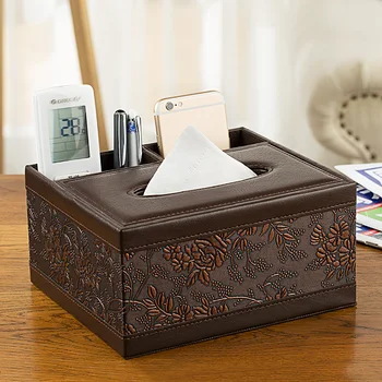 

Container Cover Black Tissue Box Silver White Vintage Tissue Dispenser Small Leather Servilletas De Papel Paper Case EA60ZJ