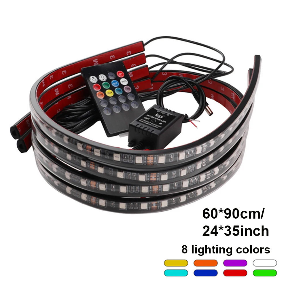 7 цветов RGB светодиодный неоновый автомобильный подсвечивающий светильник s полоса Светодиодная лента под автомобильную трубу подсвечивающая система светильник комплект