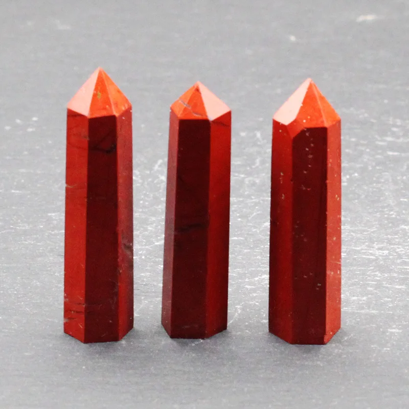 

Natural Crystal Hexagonal Prism Decoration Single Tip Red Jasper Crystal Column Home Feng Shui Embellishment Energy Stone