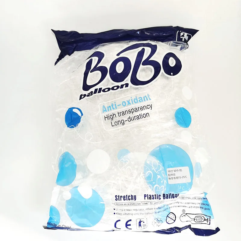 50 Stück blaue Tasche 18/20/24/36'' leuchtende transparente vorgedehnte Bobo-Ballons Hochzeit Geburtstag Party Dekor klare Blasenballons