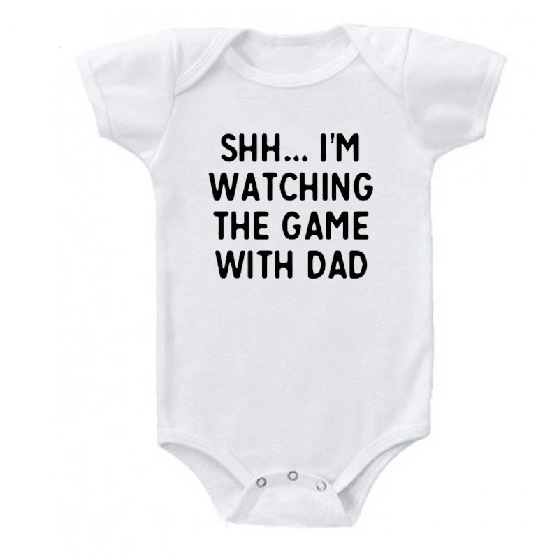 I am watching the game with dad print Baby Rompers Body suits Newborn boys girls one-pieces Clothes printed baby ropa bebe