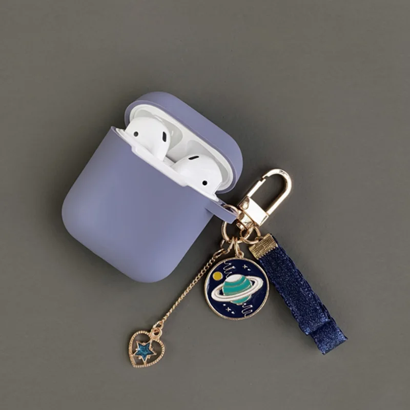 Model9 Luxury Cute Moon Cat Girls Key Ring Blue Silicone Case for Apple Airpods Cases Bluetooth Earphone Protective Cover Headset Box - Цвет: Model9