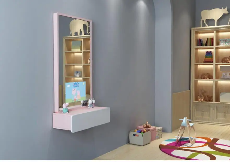 Children's cartoon color Android smart hairdresser, haircut and beauty salon, solid wood with drawer and WiFi to watch animation