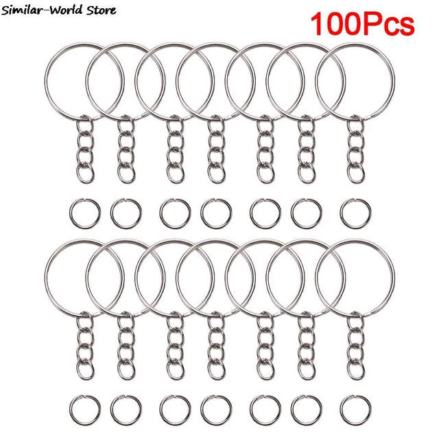 50xMetal DIY Jewelry Making Split Keyring Ring Parts Keychain With