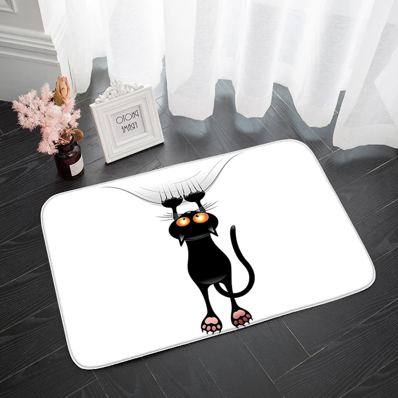 

Cute Cat Mat Floating Carpet Home Door Mat Flannel Material Oriental Living Room Bathroom Rugs Long Hall Carpets White Custome