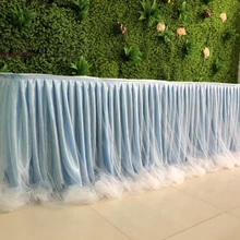 Organza Handmade Table Skirt for Party Wedding Home Decoration Birthday Party Wedding Party Banquet Table Skirting