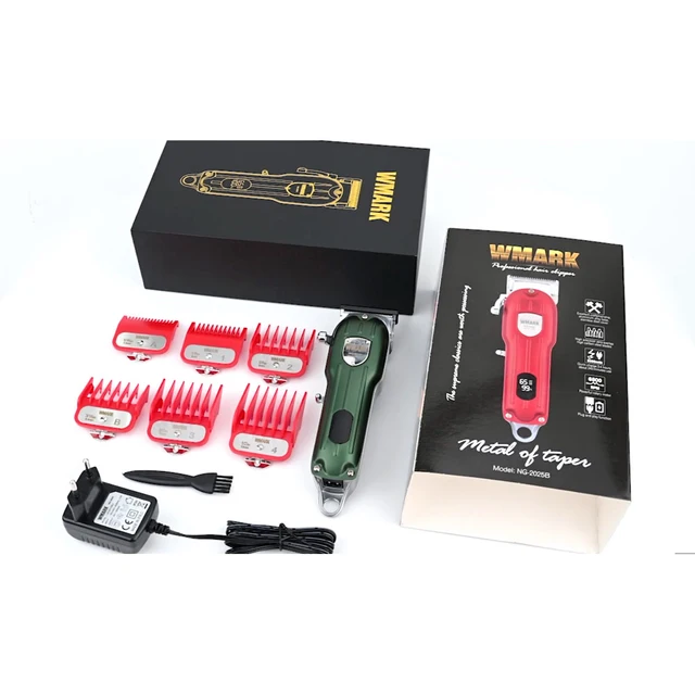 2021 New WMARK NG2025B All-Metal Corded or Cordless Use Hair Clipper With LCD Display 6500 RPM Hair Trimmer 9CR18 Blade 2500mAh Green Boxes