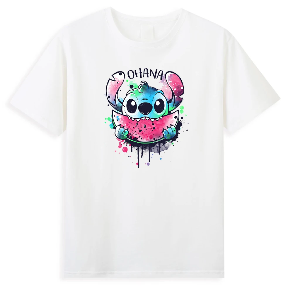 Мужские футболки Ohana Lilo Stitch Graphic забавные повседневные хлопковые в стиле хип-хоп с