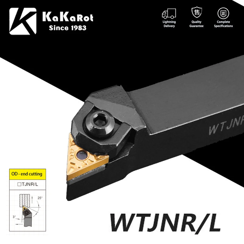 KaKarot External Turning Tool Holder WTJNR1616H16 WTJNR2020K16 WTJNR2525M16 TNMG1604 Carbide Inserts Lathe Cutting Tools Bar | Инструменты