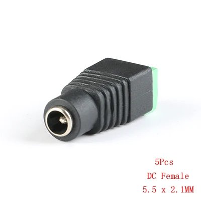 5Pcs Female 5.5x2.1 10 шт. 5,5x2,1 мм Женский Мужской DC Мощность переходник для 5050 3528 5060 один Цвет Светодиодные ленты Системы охранного видеонаблюдения(CCTV камеры 5,5x2,5 - Цвет: 5Pcs Female 5.5x2.1
