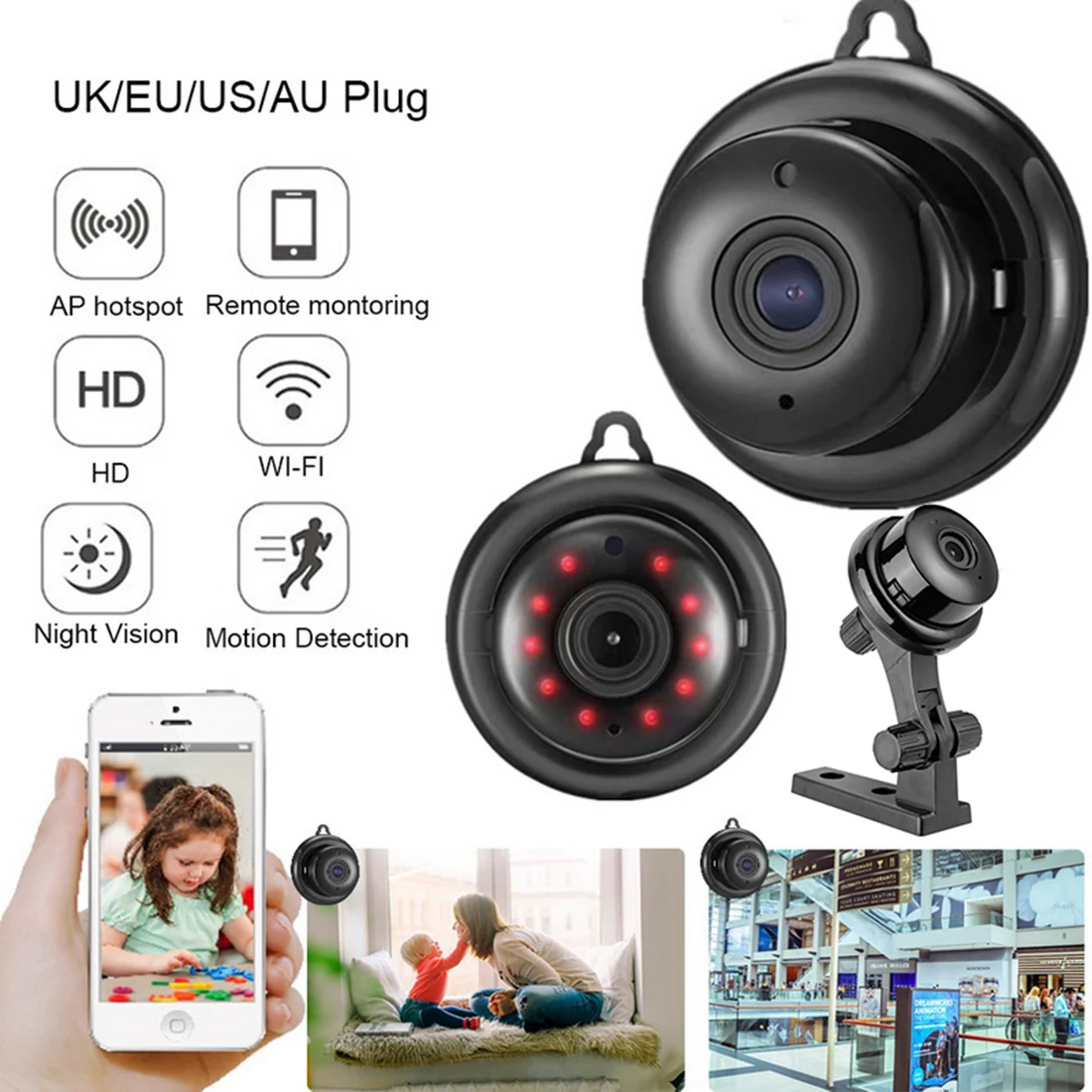 

IP Camera Wireless Security Camera Indoor Surveillance System Night Vision Motion Detection Two Way Audio for Home Shop