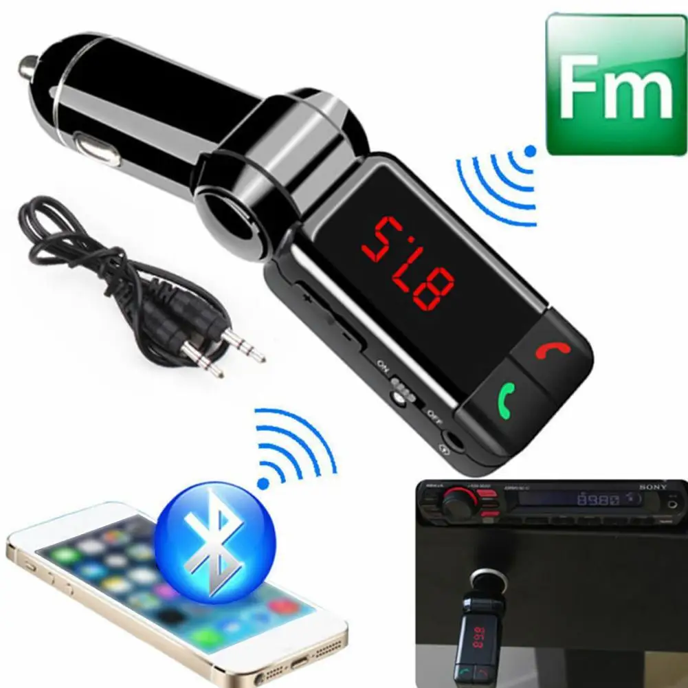 Автомобильный комплект с ЖК-дисплеем, Bluetooth, fm-передатчик, mp3-плеер, 3,5 мм, Aux, USB, зарядное устройство, Hands Free, комплект, MP3 музыкальный плеер