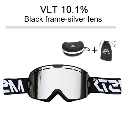 Mosodo, мужские и женские лыжные очки, двухслойные, анти-туман, УФ, большая Лыжная маска, очки для катания на лыжах, сноуборде, лыжные очки - Цвет: silver ski glasses