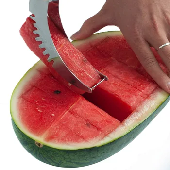 

Stainless Steel Watermelon Slicer Cutter Knife Corer Fruit Portable Cutter Tongs Melon Watermelon Cubes Kitchen Accessories