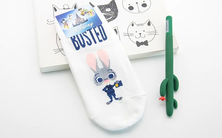 Disney Crazy animal city print Весна и лето тонкие хлопковые женские милые спортивные носки-лодочки с закрытым носком короткие носки