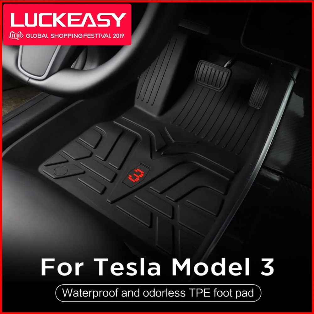 LUCKEASY Car All-Weather Floor For Tesla Model 3 2017-2020 TPE New design style All-Weather Floor Mats