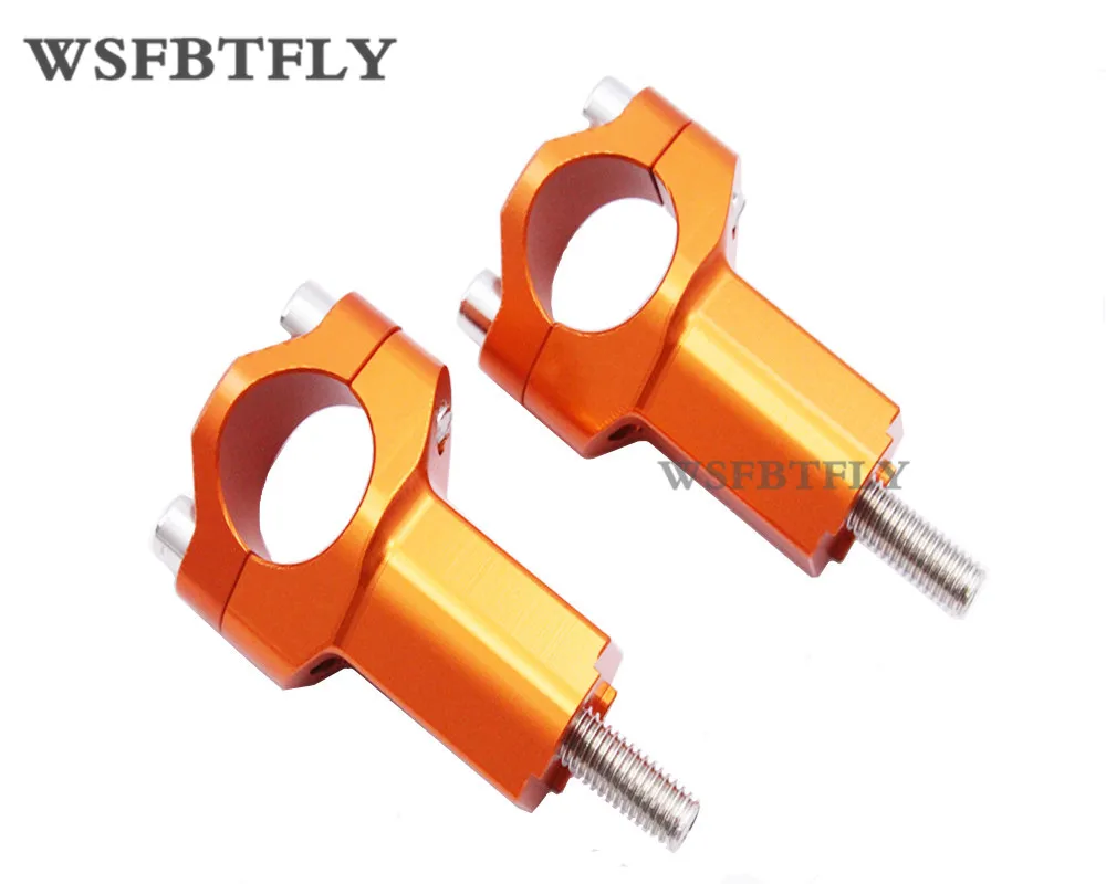 

CNC Orange 1 1/8" Billet HandleBar Risers Handle Fat Bar Mount Clamp For KTM KTM Dirt Bike Off Road