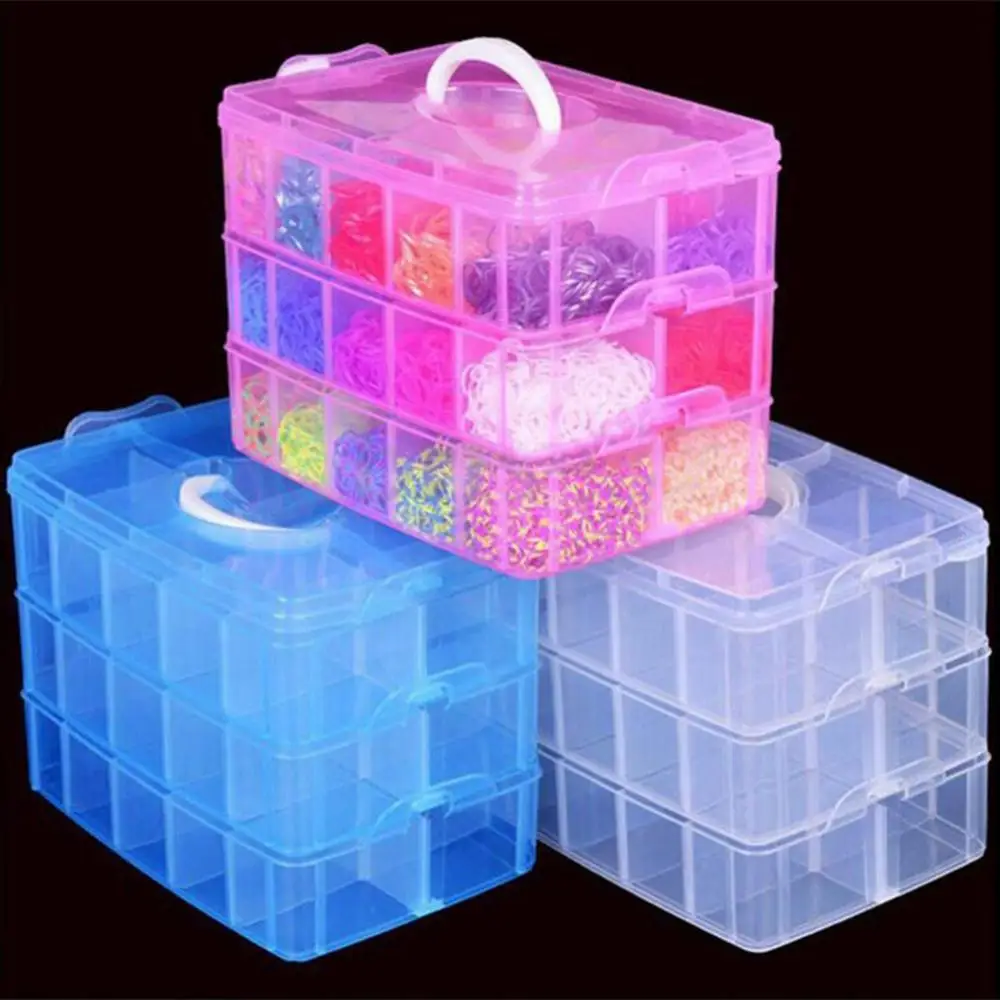 3 Layers 18 Compartments Clear Storage Organizer Container Jewelry Bead Box  Case for Cosmetics