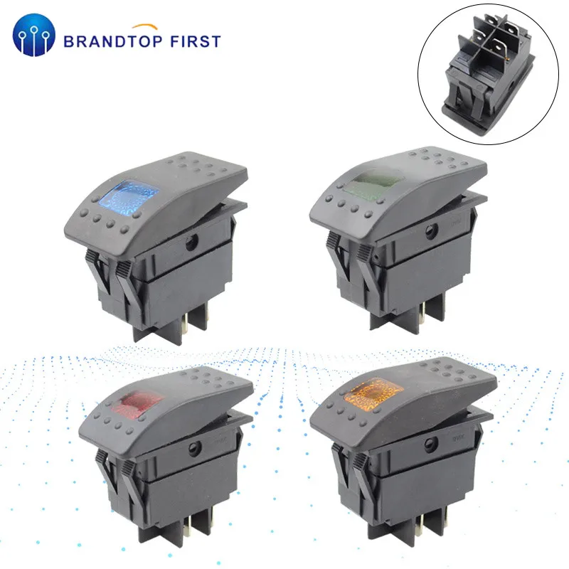 

Car Marine Boat Off Road LED Light on off Button Toggle Rocker Switch Dash 4pin Waterproof 12V 220v LED Blue Red Yellow Green