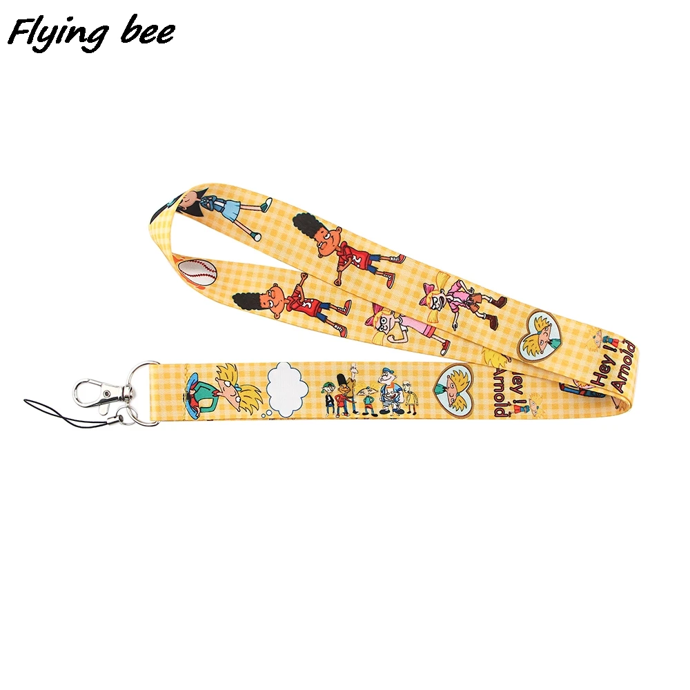 

Flyingbee Cartoon Character Hey! Amold Anime Lovers Key Chain Lanyard Neck Strap For USB Badge Holder DIY Hang Rope X1160