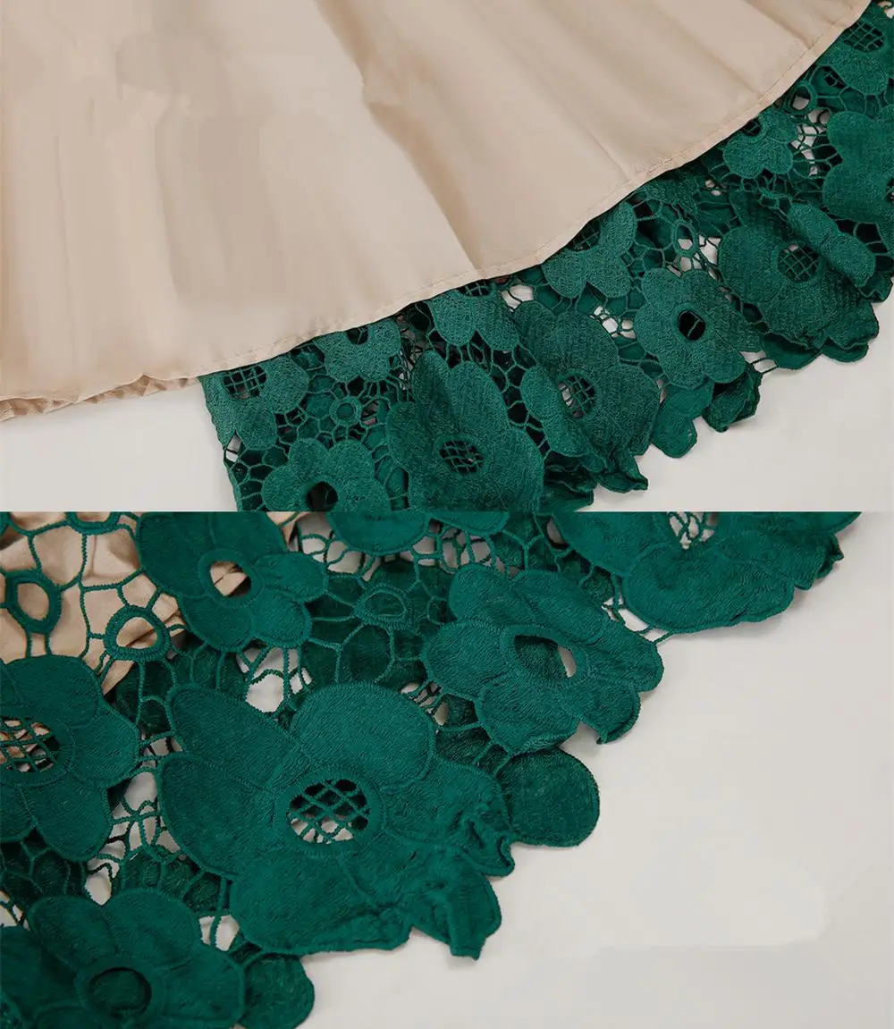 Хорошее качество Лето Высокий эластичный пояс кружево юбка женская винтажная Цветочная кроше выдалбливают бальное платье А-силуэт средней длины Удлиненная юбка