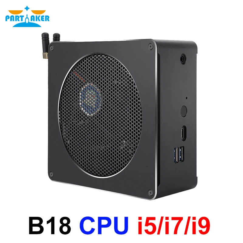 Partaker Gaming Computer DDR4 Intel i9 8950HK 6 Core 12 Threads 12M Cache 14nm Nuc Mini PC Win10 HDMI AC WiFi BT